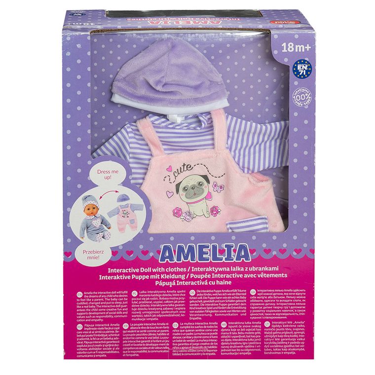 Smiki, Amelia, papusa bebelus interactiva cu hainute
