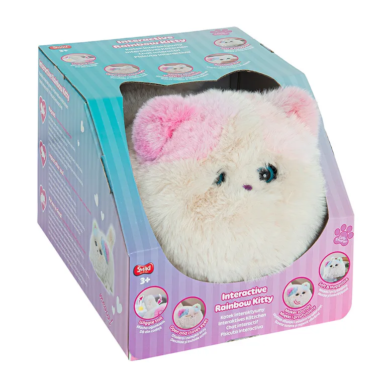 Smiki, Little Dreamer, Pisicuta cu urechiuse curcubeu, jucarie de plus interactiva