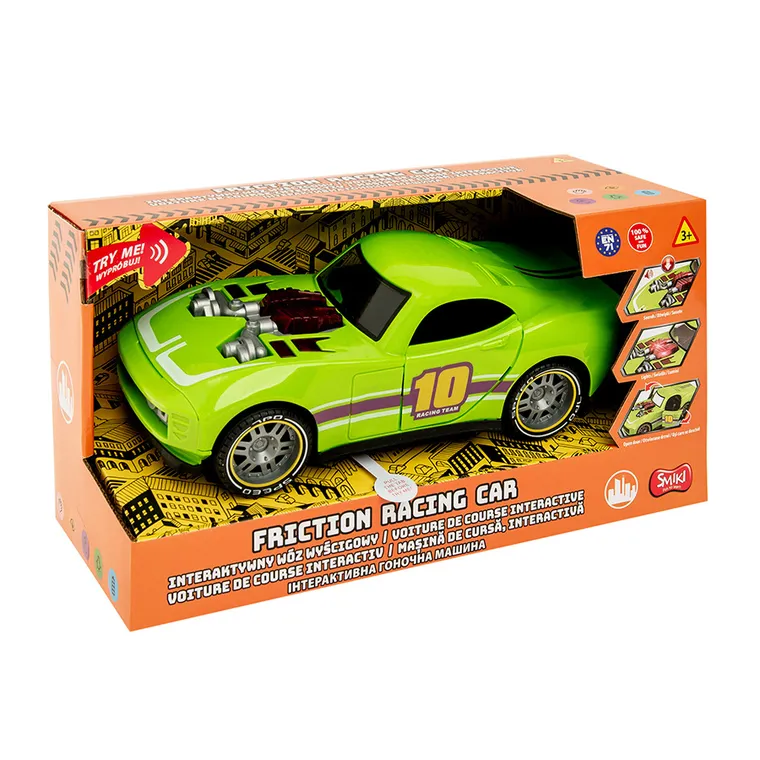 Smiki, Masinuta de curse, vehicul cu mecanism de frecare, lumini si sunete, verde