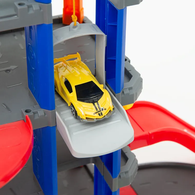 Smiki, pista de curse cu parcare si lift, set cu vehicule, 68 elemente