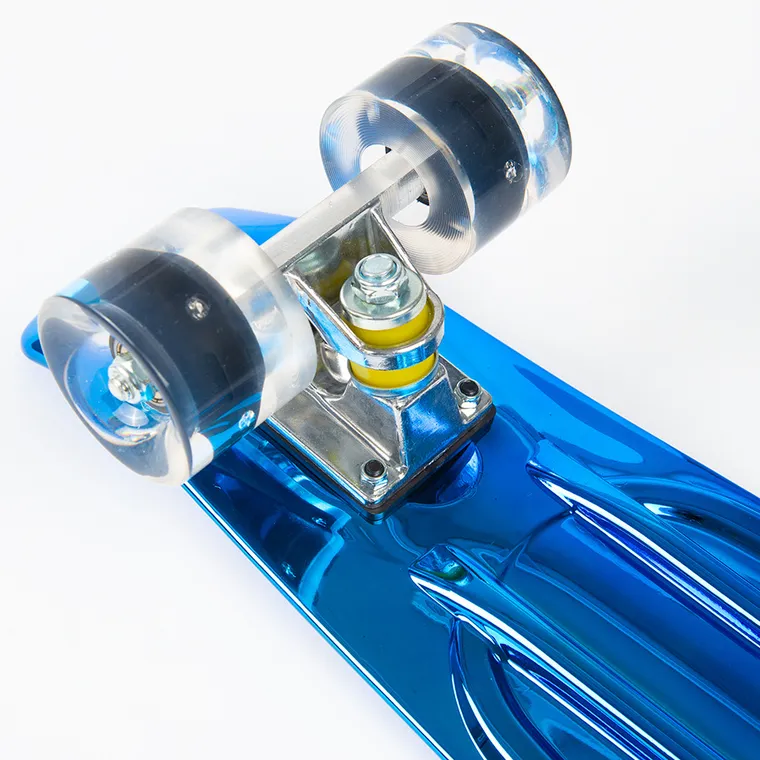 Smiki, placa skateboard tip fish cu roti LED, albastru