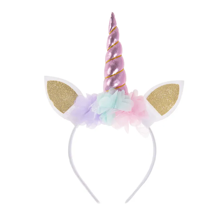 Smiki, Unicorn, rochita in culorile curcubeului cu bentita, costum pentru copii