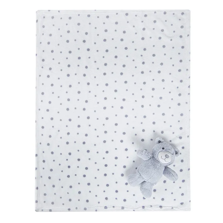 Smiki, Ursulet, patura si jucarie de plus, set cadou, alb