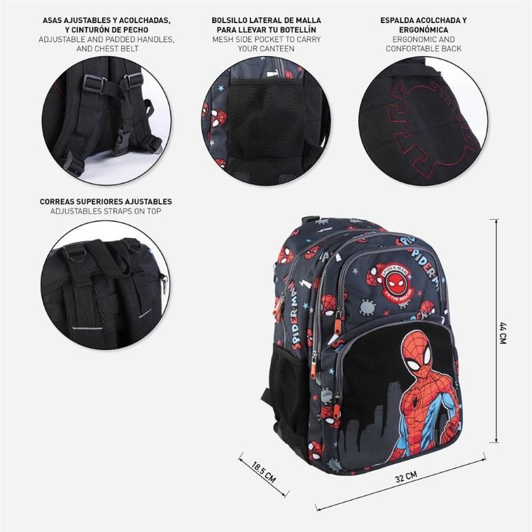 Spider-Man, rucsac pentru scoala cu 2 compartimente, negru