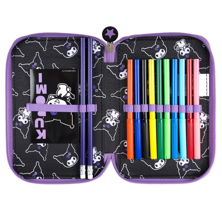 St.Majewski, Kuromi, penar dublu cu rechizite scolare, Black