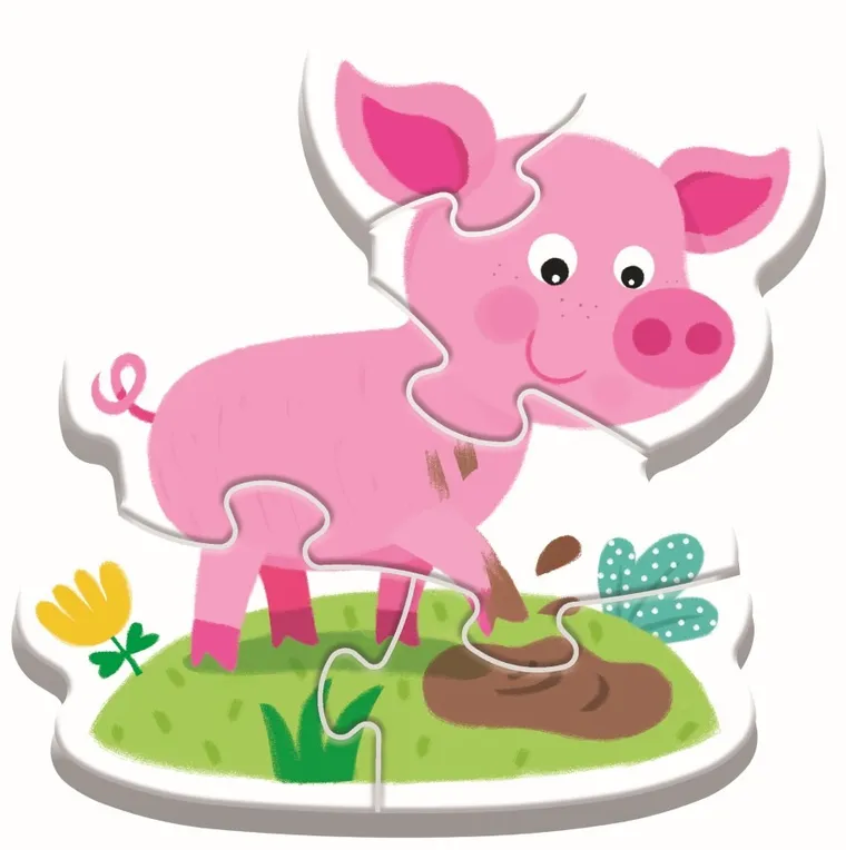 Trefl, Babies and the Bear, Baby Classic, puzzle 4in1, 18 piese