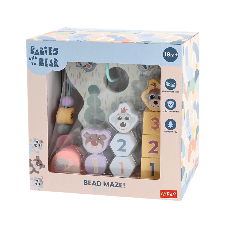 Trefl, Babies and the Bear, labirint cu bile din lemn, jucarie educativa