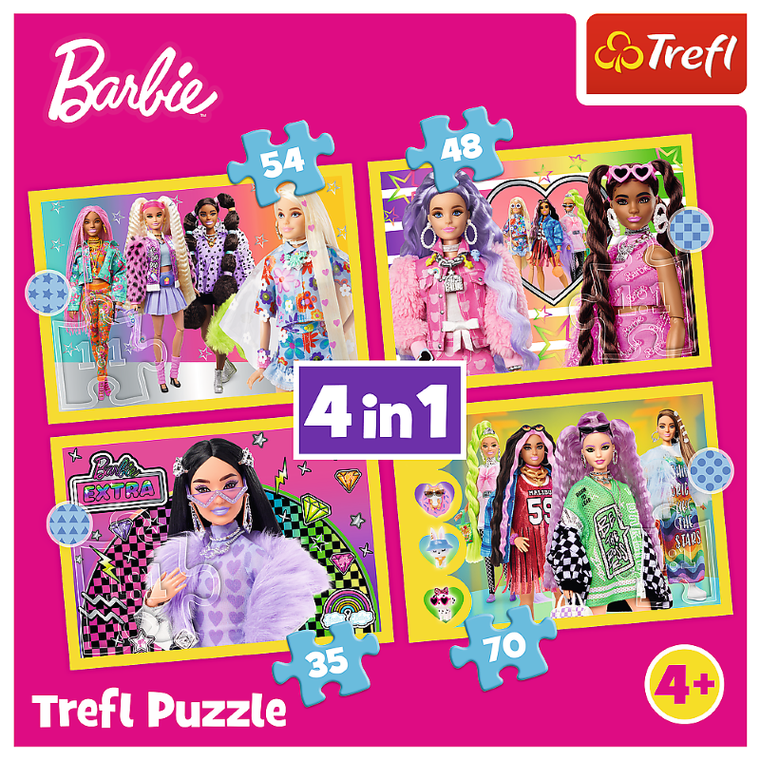 Trefl, Barbie, puzzle 4w1