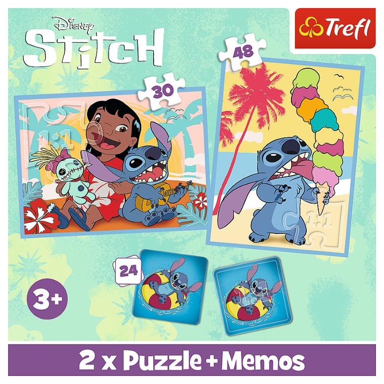 Trefl, Lilo si Stitch, puzzle, 2in1 + memos, 78 piese