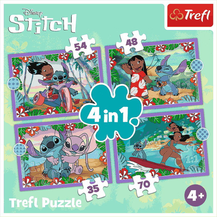 Trefl, Lilo si Stitch, puzzle, 4in1, 207 piese
