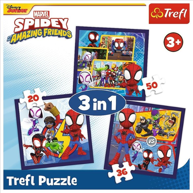 Trefl, Spidey si Prietenii sai fantastici, puzzle 3in1, 106 piese