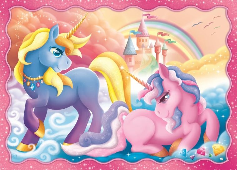 Trefl, Unicorni si magie, puzzle 4in1, 71 piese