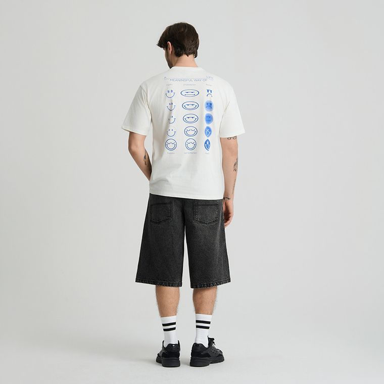 Tricou alb cu croiala relaxed S.W.Smiley NOWEAR