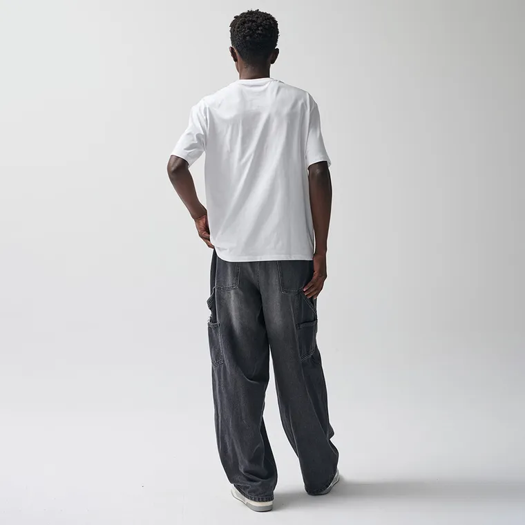 Tricou basic alb cu croiala oversize NOWEAR