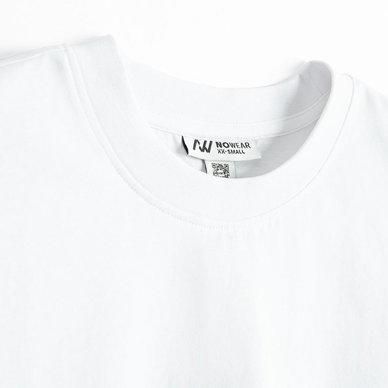 Tricou basic alb cu croiala relaxed NOWEAR