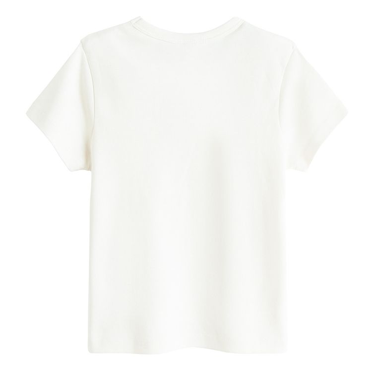 Tricou basic alb din bumbac pieptanat NOWEAR
