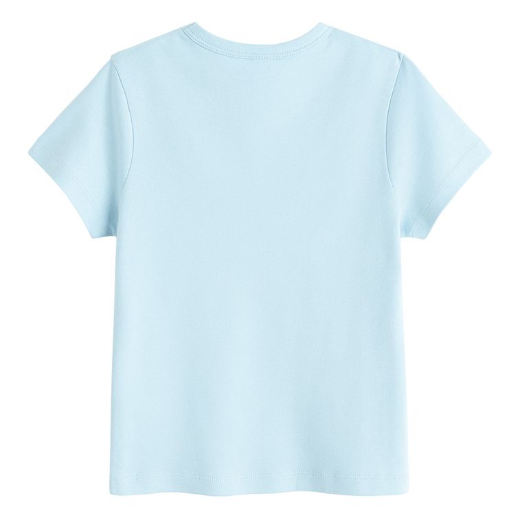 Tricou basic albastru din bumbac pieptanat NOWEAR