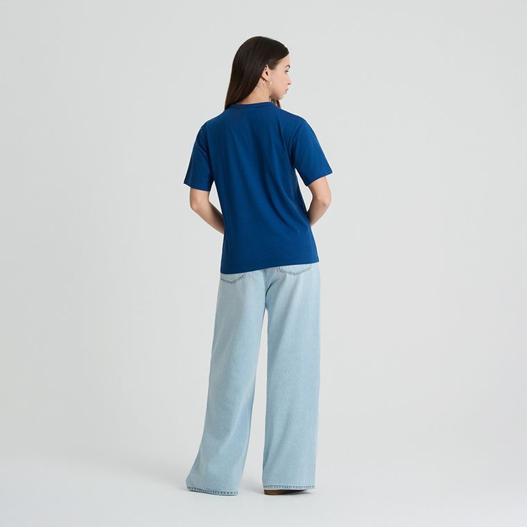 Tricou basic bleumarin din bumbac NOWEAR