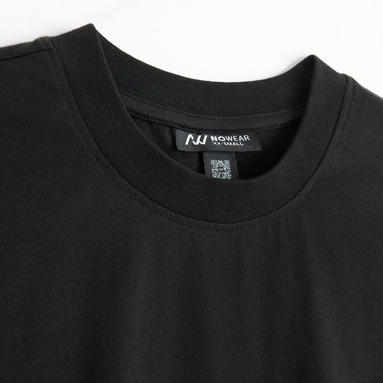 Tricou basic negru cu croiala relaxed NOWEAR