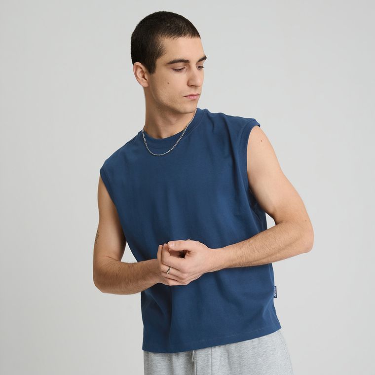 Tricou fara maneci din bumbac pieptanat NOWEAR