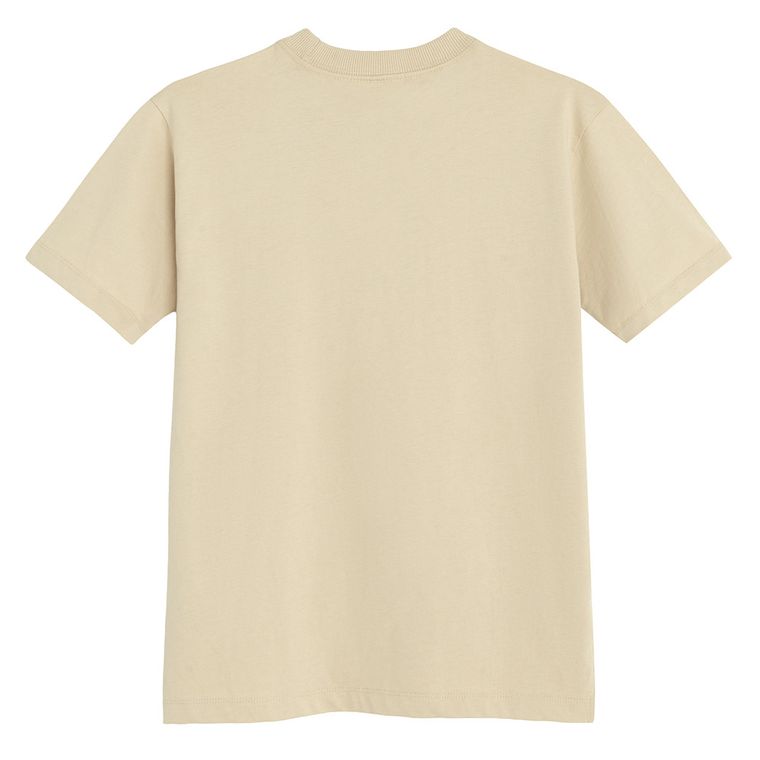 Tricou regular bej din bumbac pieptanat NOWEAR