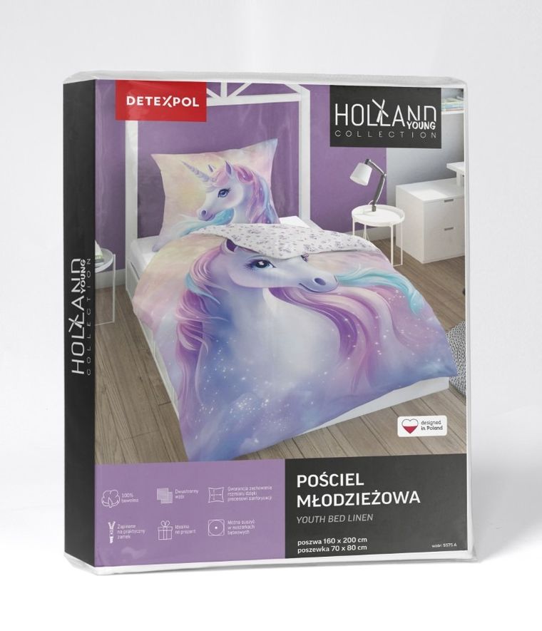 Unicorn, set lenjerie de pat single, 140-200 cm