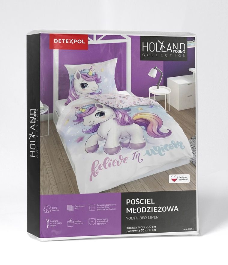 Unicorn, set lenjerie de pat single, 140-200 cm