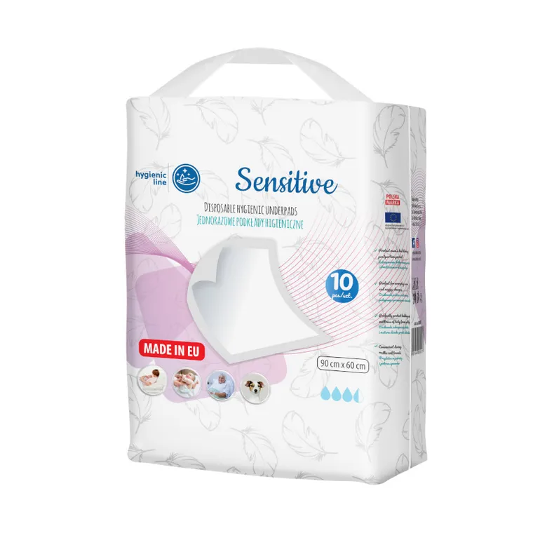 Akuku, Sensitive, cearsafuri igienice absorbante, 60-90 cm, 10 buc.