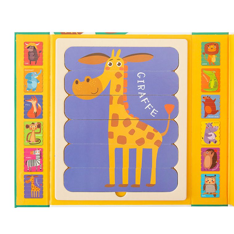 Animalute, puzzle din betisoare, joc de potrivire, 36 elemente