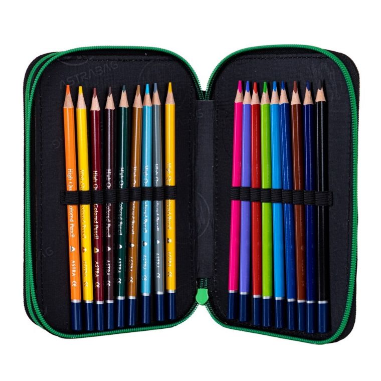 Astrabag, penar cu 2 compartimente, cu rechizite scolare, Pixel Hero