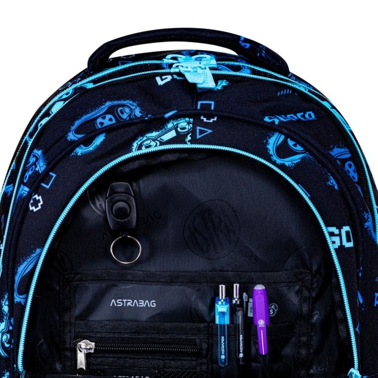Astrabag, rucsac pentru scoala, cu 3 compartimente, Go Playing