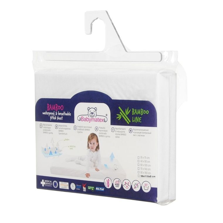 BabyMatex, pad igienic, cearceaf din bambus impermeabila, 70-140 cm, gri