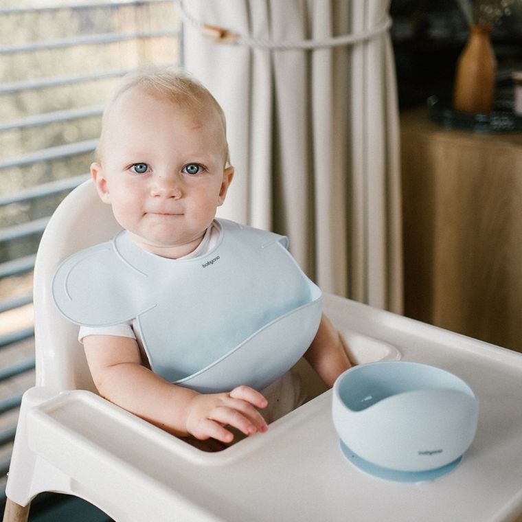 BabyOno, Baveta din silicon cu inchidere reglabila, albastru