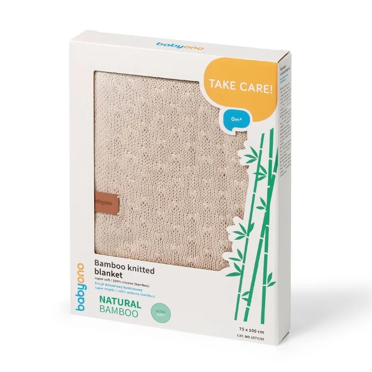 BabyOno, Patura tricotata din bambus, bej deschis, 75-100 cm