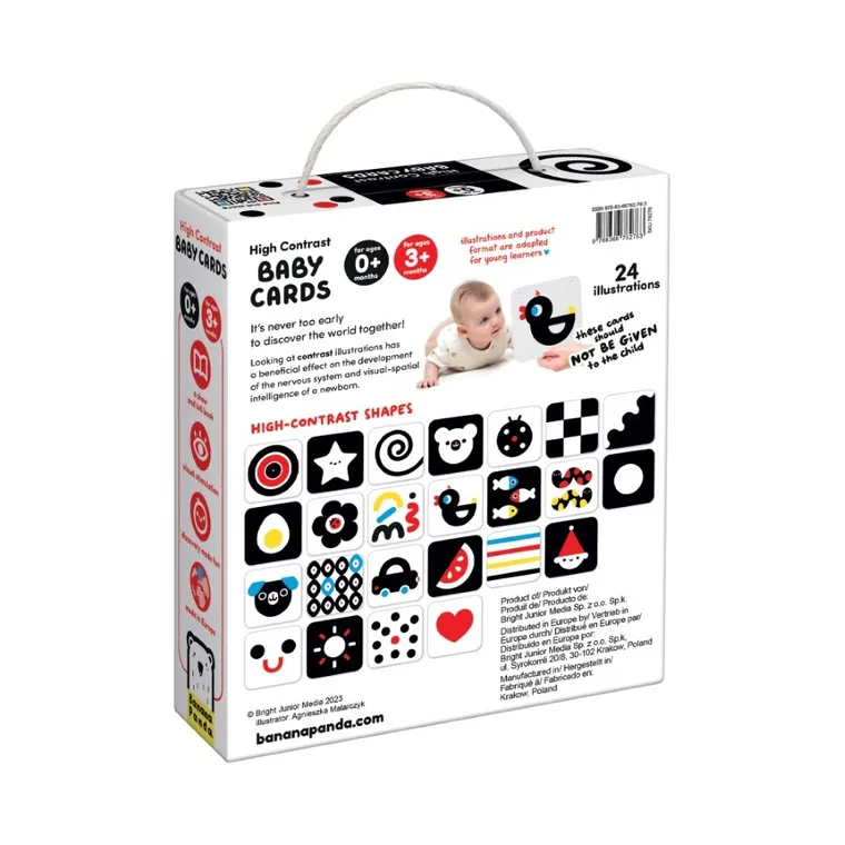 Banana Panda, High Contrast, carduri de carton pentru bebelusi, 0-3 luni