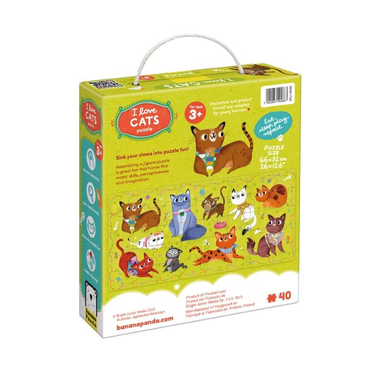 Banana Panda, I Love Puzzle, Pisici, set de puzzle-uri, pentru varsta de 3+, 40 piese