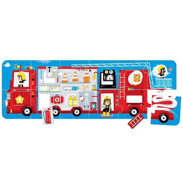 Banana Panda, Make-a-Match Puzzle Camion de pompieri, puzzle de podea, pentru varsta de 2+, 23 piese