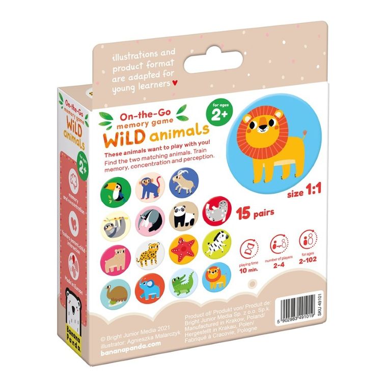 Banana Panda, On-the-Go, Animale Salbatice, joc de memorie, pentru varsta de 2+, 30 piese