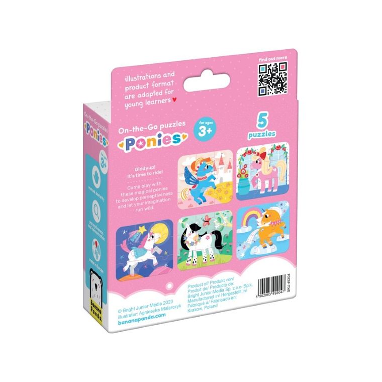 Banana Panda, On-the-Go Puzzle Ponei, set de puzzle-uri, pentru varsta de 3+, 45 piese