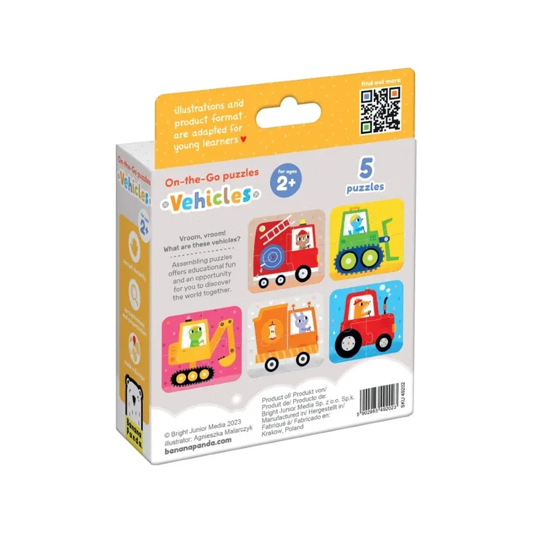 Banana Panda, On-the-Go Puzzle Vehicule, set de puzzle-uri, pentru varsta de 2+, 20 piese