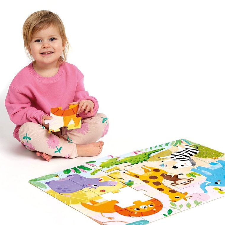 Banana Panda, Wild Jumbo Puzzle Safari, set de puzzle pentru varste de la 2 ani, 24 de piese