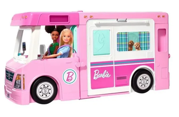Barbie, Camper 3in1 + papusa gratuita, set promotional