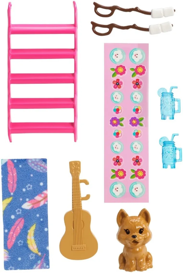 Barbie, Caravana de camping Chelsea, set cu papusa si accesorii