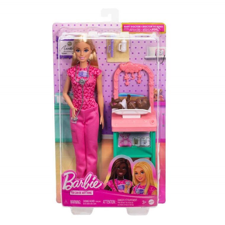 Barbie, Cariera, Doctorita pediatru, set de joaca cu 2 papusi si accesorii