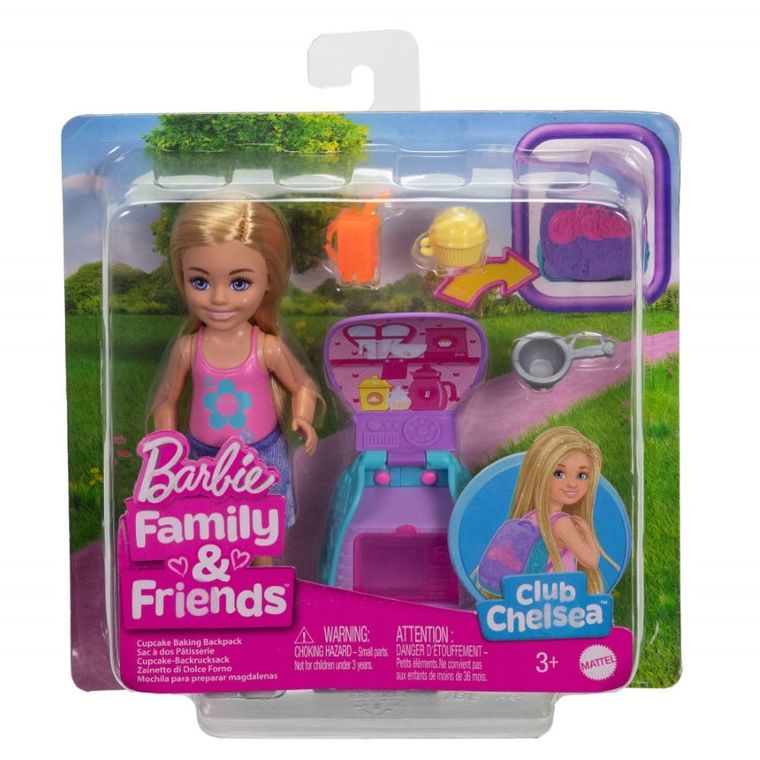 Barbie, Chelsea cu rucsac, Cupcake, set cu papusa si accesorii