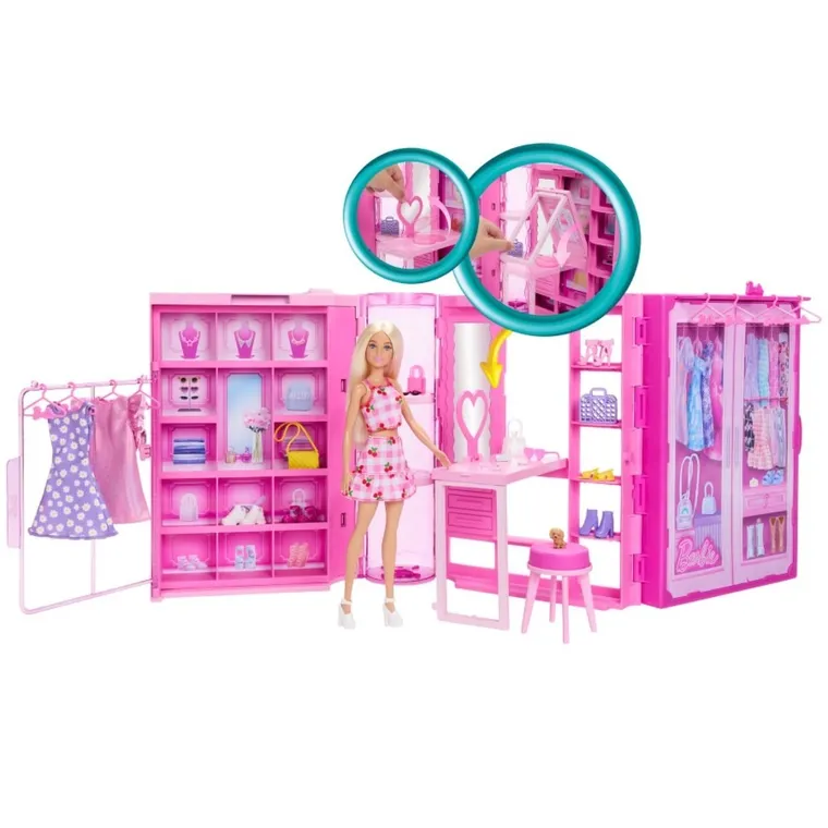 Barbie, Dream Closet 3.0, Casa de Barbie, set de joaca cu papusa si accesorii