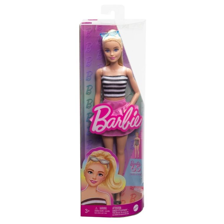 Barbie, Fashionistas, papusa, top negru-alb