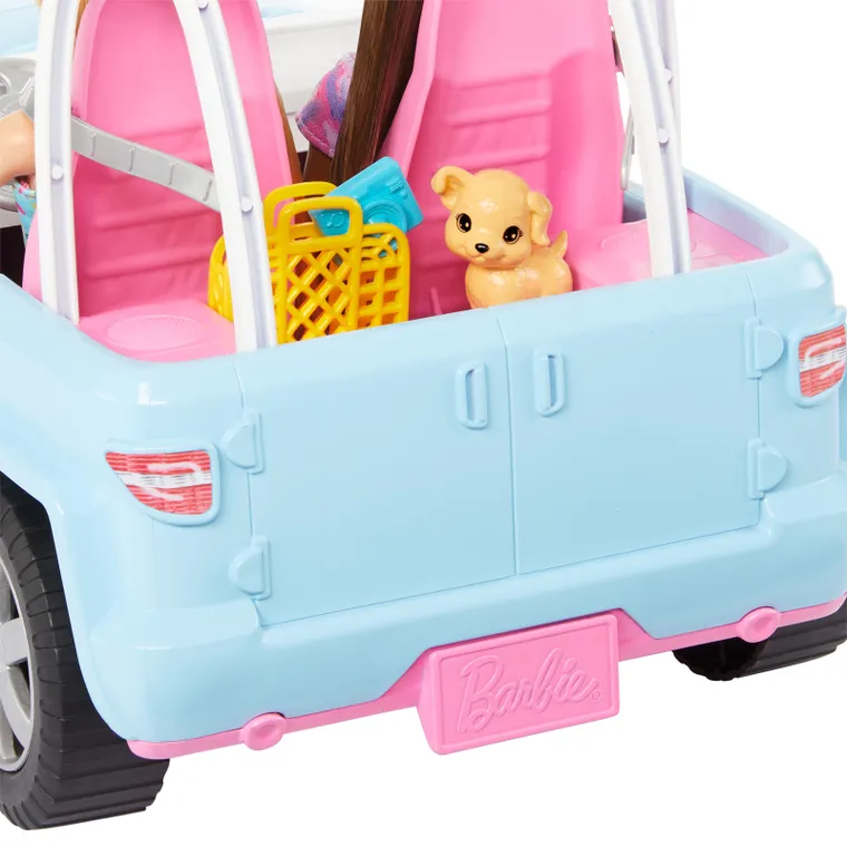 Barbie, Masina jeep off-road + 2 papusi, set de joaca