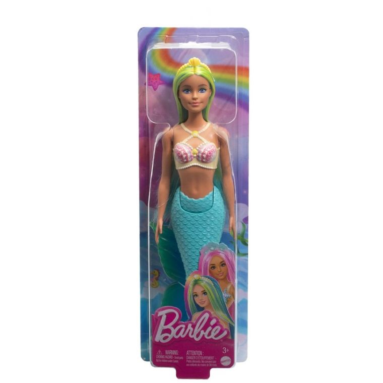 Barbie, papusa sirena, coada turcoaz
