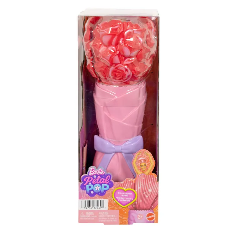 Barbie, Petal Pop, papusa surpriza, floare rosie
